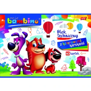 Bambino blok techniczny A4, 10 kolorowych kartek
