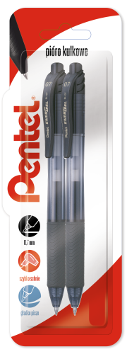 Pentel Pióro kulkowe EnerGel 0,7 mm BL107/czarny x 2 sztuki