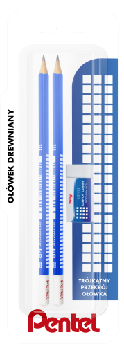 Pentel Ołówek drewniany, HB x 2 + gumka