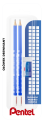 Pentel Ołówek drewniany HB i 2B + gumka ZEH03