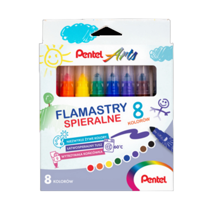 Pentel Pisaki spieralne w 8 kolorach, SCS3E-8 Pentel Pisaki spieralne w 8 kolorach, SCS3E-8