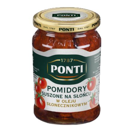 Pomidory suszone na słońcu w oleju słonecznikowym Ponti 280 g Pomidory suszone na słońcu w oleju słonecznikowym Ponti 280g