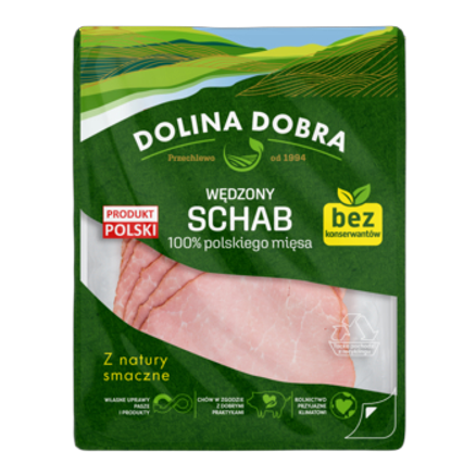 Schab 100 % mięsa bez konserwantów w plastrach 100 g Dolina Dobra Schab 100 % mięsa bez konserwantów w plastrach 100g Dolina Dobra