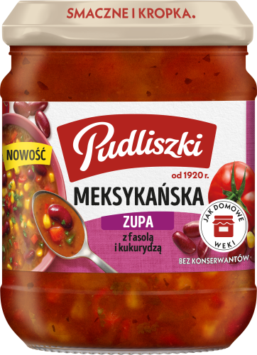 Zupa meksykańska z fasolą i kukurydzą Pudliszki 440 g Zupa meksykańska z fasolą i kukurydzą Pudliszki 440g
