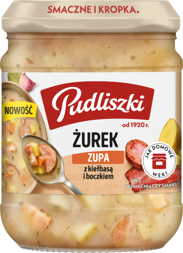 Zupa żurek z kiełbasą i boczkiem Pudliszki 440 g Zupa żurek z kiełbasą i boczkiem Pudliszki 440g