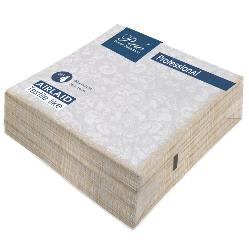 Serwetka paw professional dinner rococo white , serwetki 1 warstowe 40x40cm składane 45383 50 szt w paczce. wykonane z airlaid