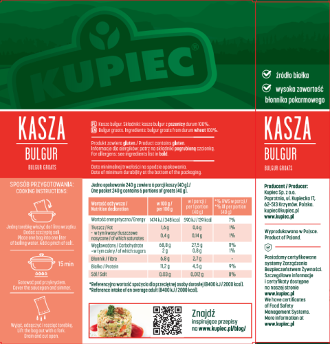 Kupiec KASZA BULGUR 3x80g [12]